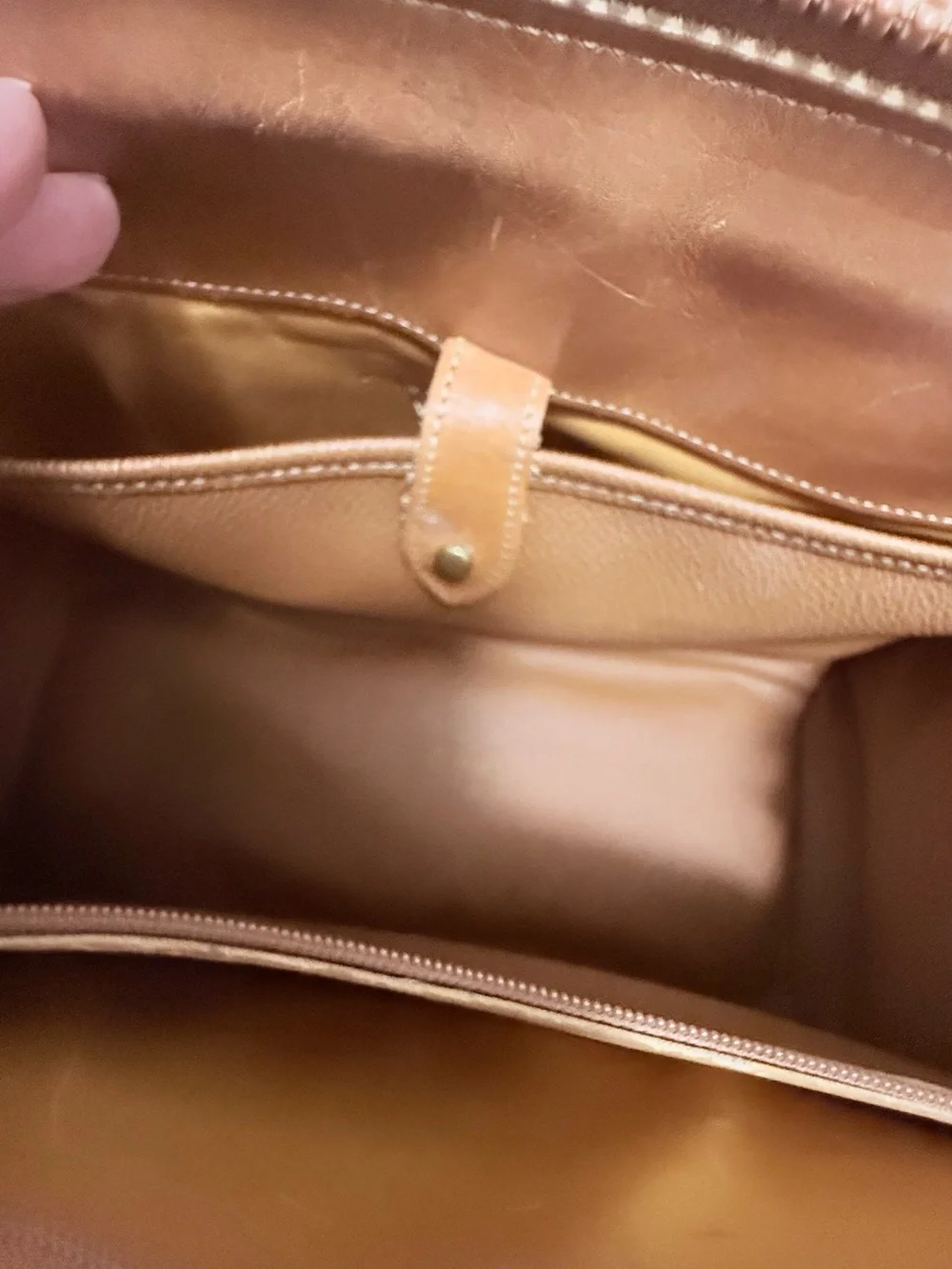 Vintage Dooney & Bourke Taupe Pebbled Leather Satchel with Tan Trim